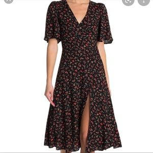 Floral Midi Dress Side Slit XS AFRM Ruthie